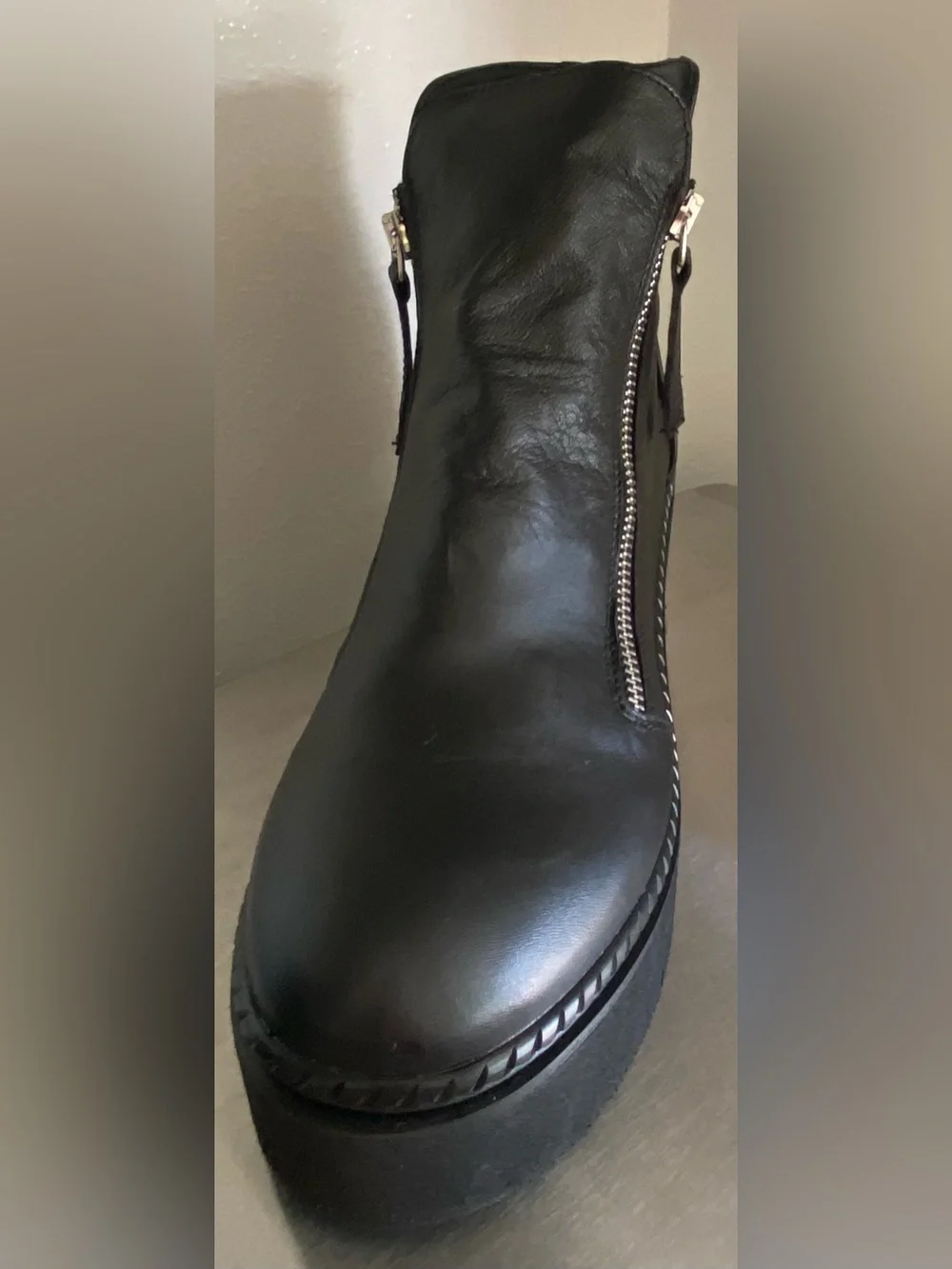 NEW STEVE MADDEN WOMENS LEATHER PLATFORM DOUBLE ZIP BOOTS
